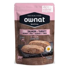 Ownat Wetline Cat Kitten Salmon & Turkey (Saquetas) 12 x 85 gr