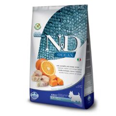 Farmina N&D Grain Free Ocean Adult Mini Bacalhau e Abóbora Cães