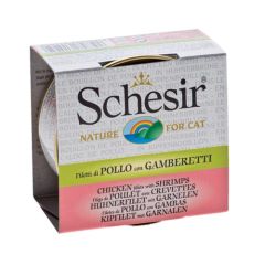 Schesir Gato Filetes de Frango e Camarão em Caldo (Latas)