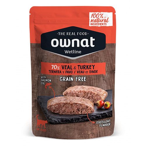Ownat Wetline Cat Veal & Turkey (Saquetas) 12 x 85 gr
