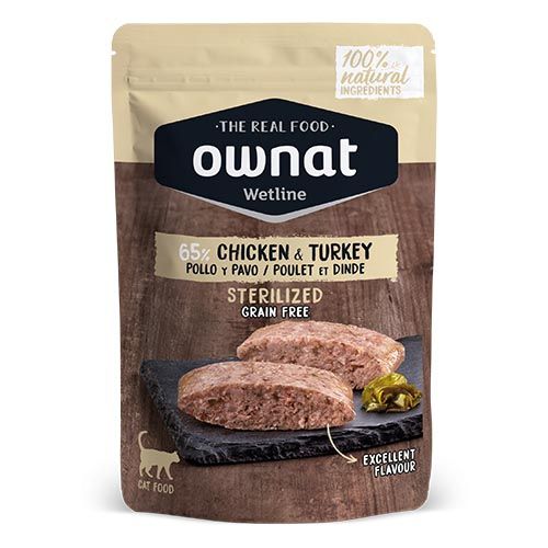 Ownat Wetline Cat Sterilized Chicken & Turkey(Saquetas) 12 x 85 gr