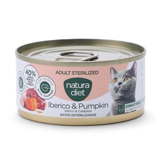 Natura Diet Cat Adult Sterilized Iberico & Pumpkin(Latas) - 24 x 85 gr