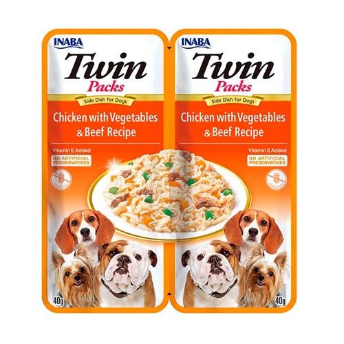 Churu Dog Twin Chicken, Vegetables & Beef in Chicken Broth - 12 x 80 gr (Envio 3 - 5 dias)