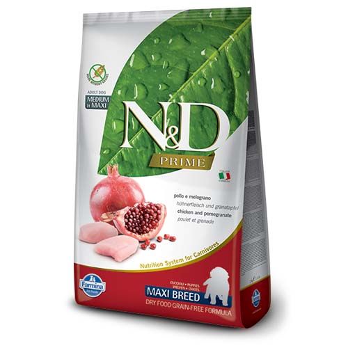 Farmina N&D Prime Grain Free Puppy Medium Maxi Frango e Romã Cães
