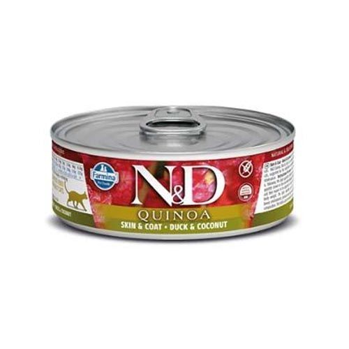 Farmina N&D Quinoa Neutered Pato Medium Maxi - Farmina N&D Cat Quinoa Skin Coat Duck (Latas) 24 x 80 gr