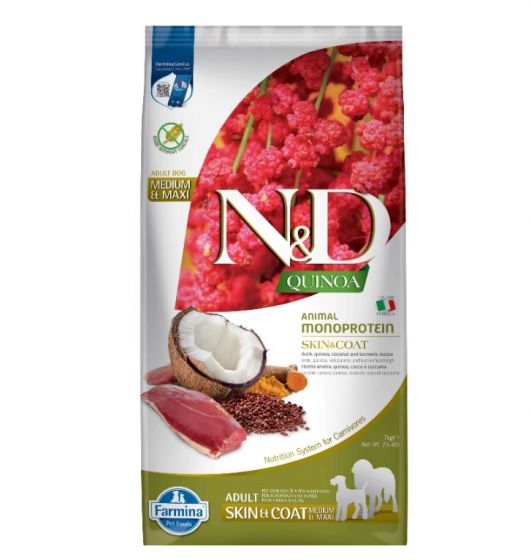 Farmina N&D Grain Free Quinoa Skin & Coat Pato Med/Max Cães