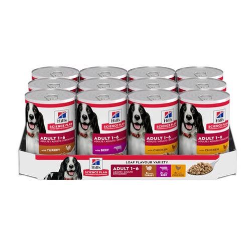 Hill's Canine Adult Multipack Chicken, Turkey & Beef (Latas) - 12 x 370 gr