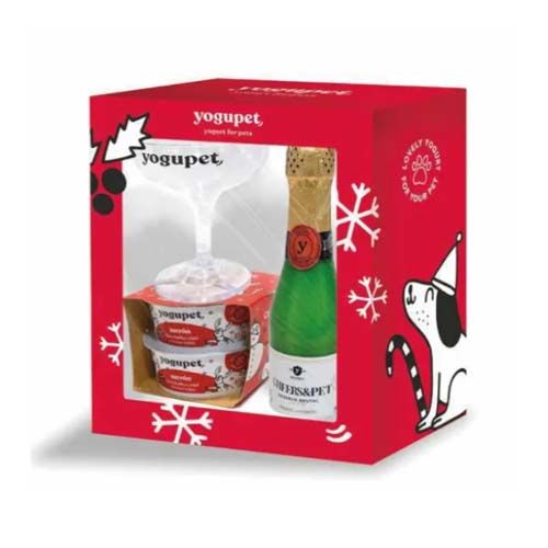 Caja Navidad Yogupet para perros #1 (Cava + Copa + 2 Yogupet Turrón)