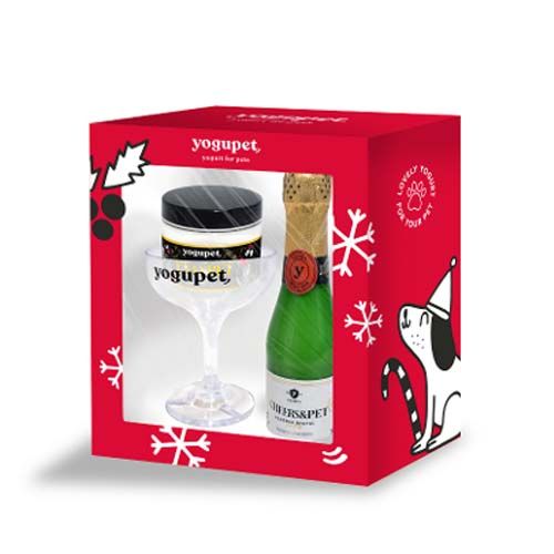 Caja de Navidad Yogupet para perros #2 (Cava+ Copa + Uvas)